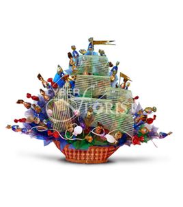 candy bouquet in a basket